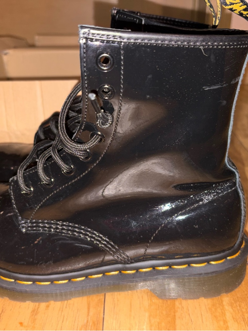Dr. Martens 1460 Black Patent Leather Lamper Boots - Picture 5 of 8